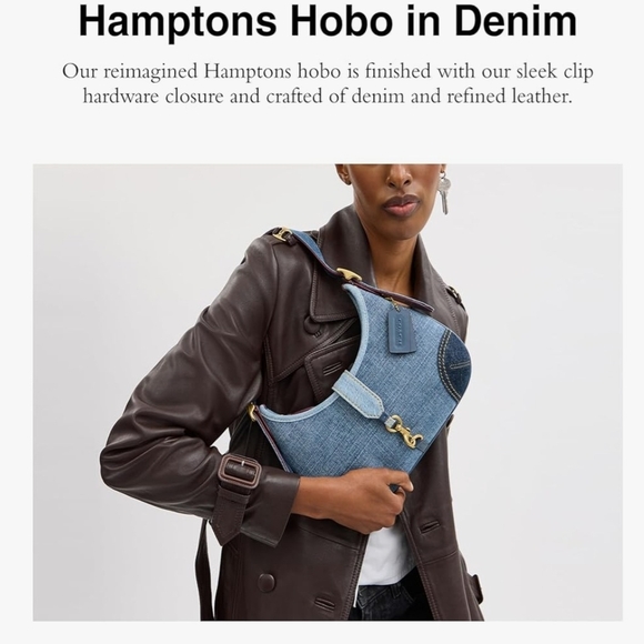 Coach Blue Denim Shoulder Bag with Gold Accents - Picture 2 of 4